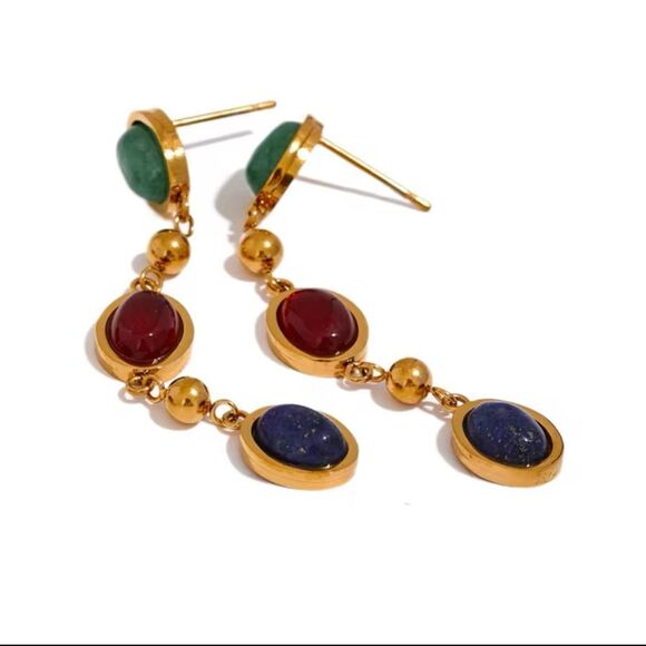 Anthropologie Multicolored Dangle Earrings With Gold Plating - Picture 4 of 10